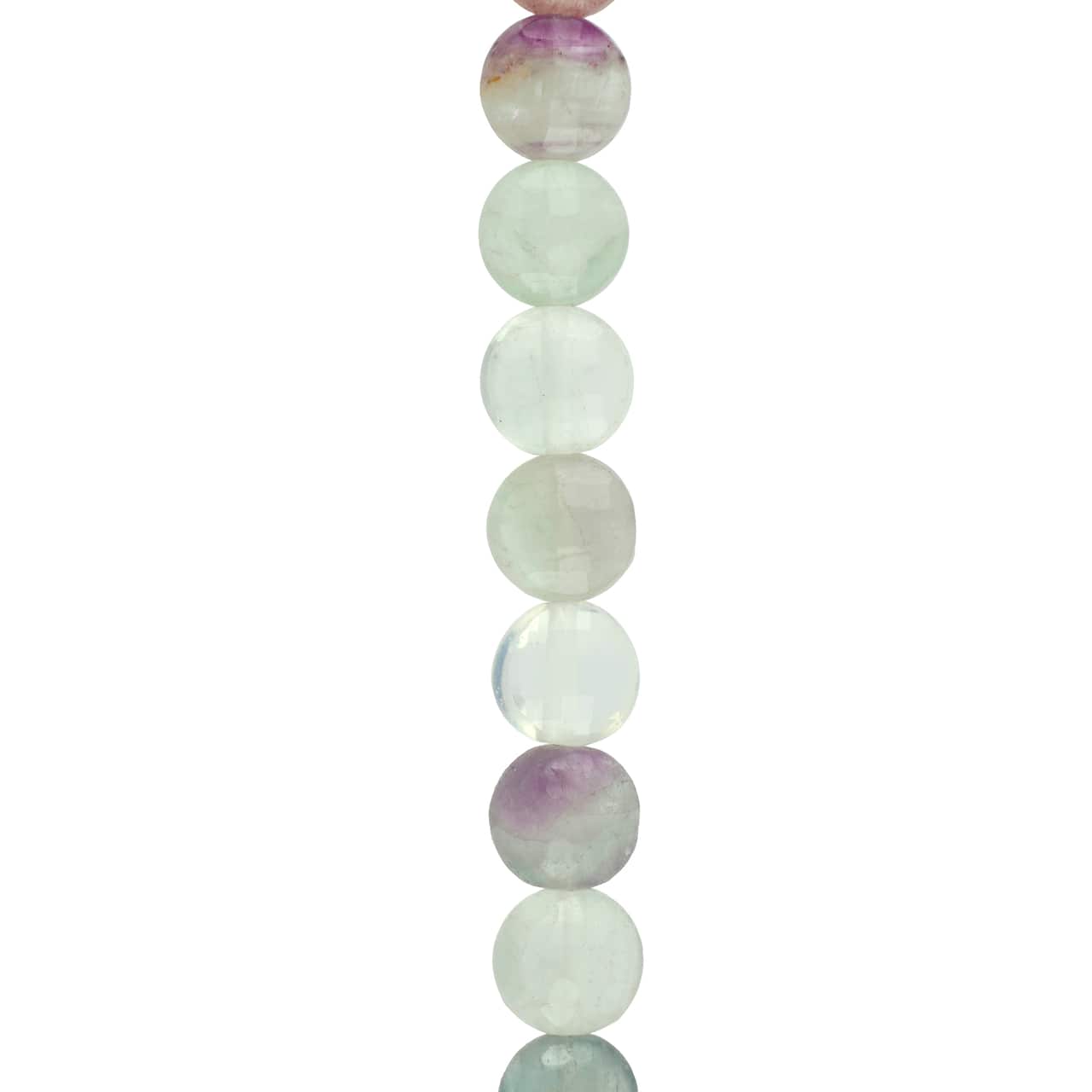 Pink &#x26; Blue Faceted Fluorite Coin Beads by Bead Landing&#x2122;